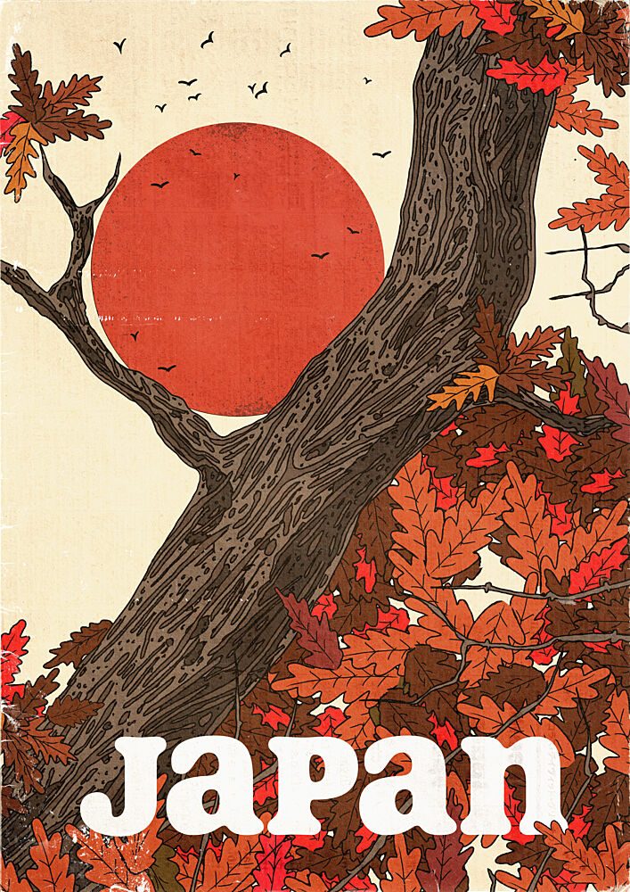Japanese Autumn Sun art print by Nicholas for $57.95 CAD