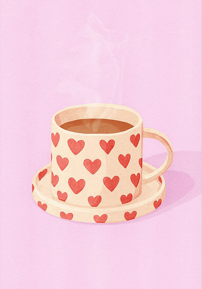 Pink Heart Mug Warm Coffee art print by Neetesh Kumar for $57.95 CAD