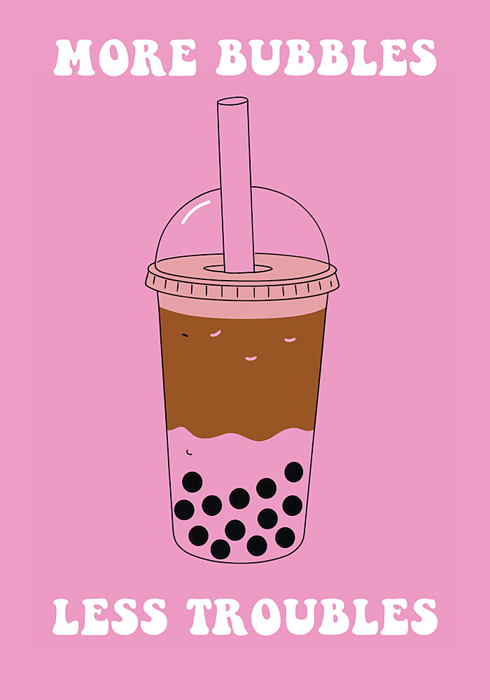Pink Bubble Tea Fun art print by Neetesh Kumar for $57.95 CAD