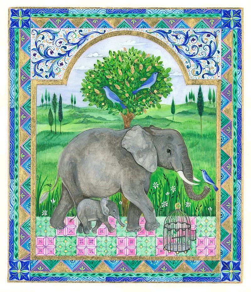 Elephants and Bird Cage Clean art print by Isabelle Brent for $57.95 CAD