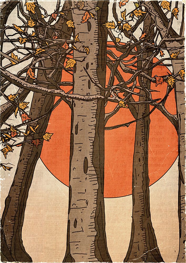 Autumn Trees Sunset art print by Nicholas for $57.95 CAD