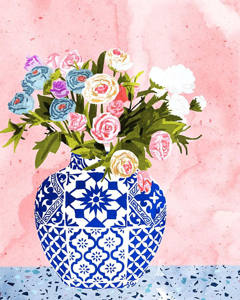Blue Vase Blooms art print by Uma Gokhale for $57.95 CAD