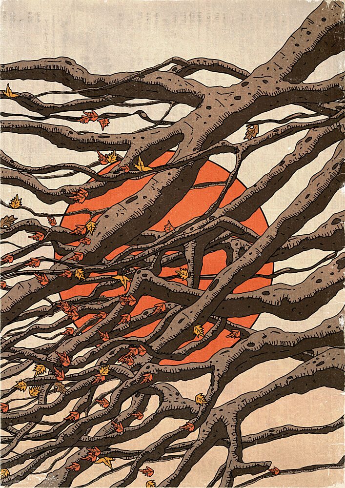Autumn Branches Setting Sun art print by Nicholas for $57.95 CAD