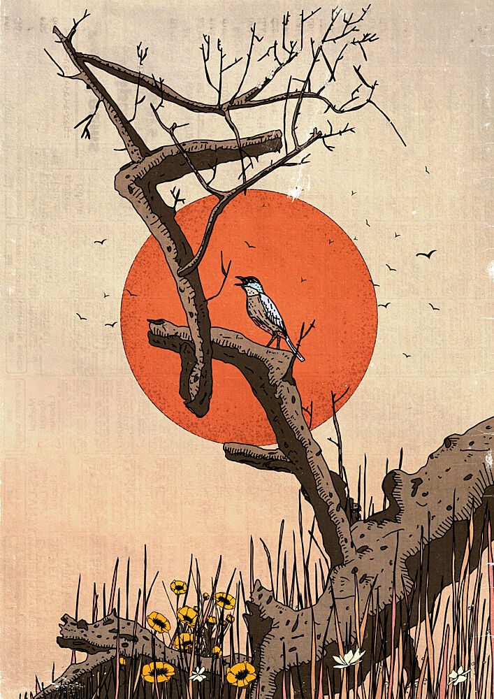 Singing Bird Sunset art print by Nicholas for $57.95 CAD
