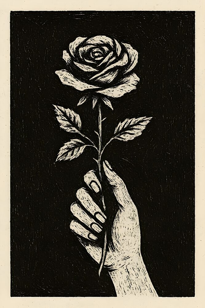 Rose in Hand art print by Hugo for $57.95 CAD