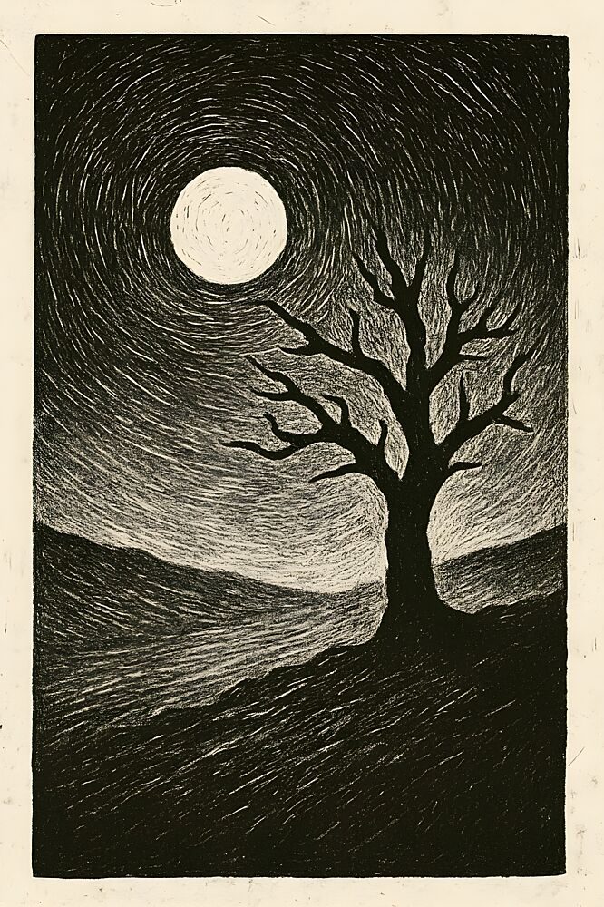 Moonlit Night Tree art print by Hugo for $57.95 CAD