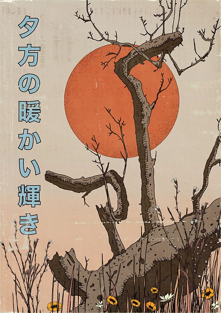 Ukiyo-e Sunset Tree art print by Nicholas for $57.95 CAD