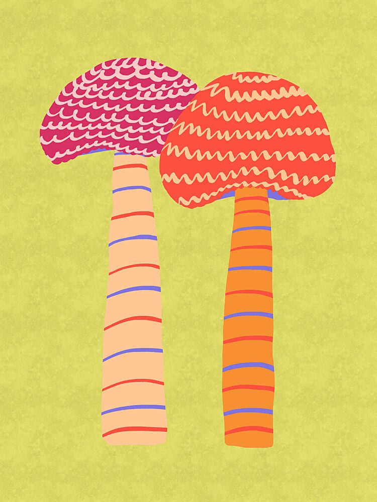 Whimsical Striped Mushrooms art print by Aliya Putrus for $57.95 CAD