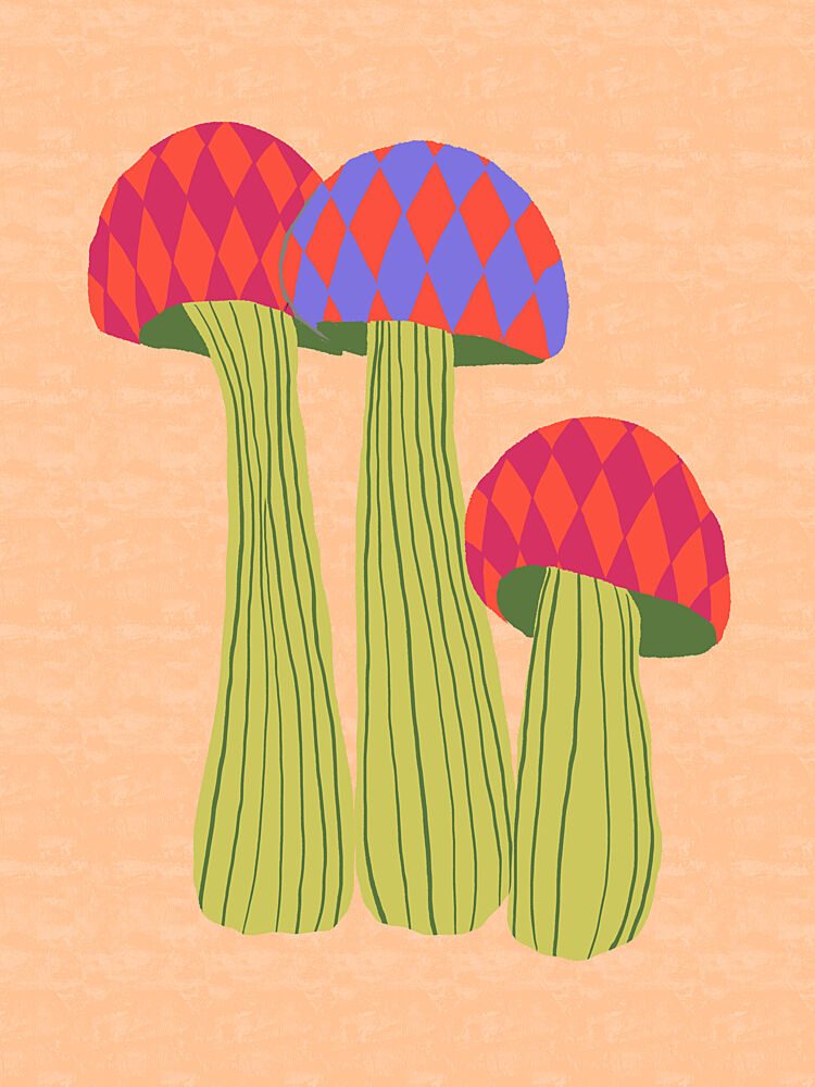 Whimsical Patterned Mushrooms art print by Aliya Putrus for $57.95 CAD