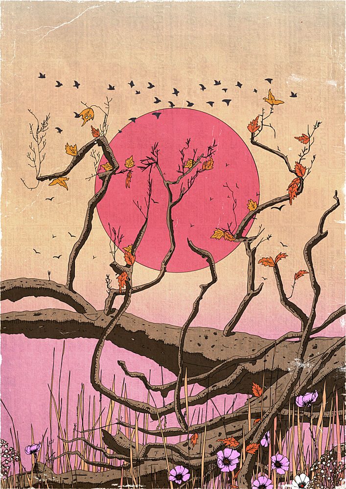 Pink Sky Autumn Serenity art print by Nicholas for $57.95 CAD