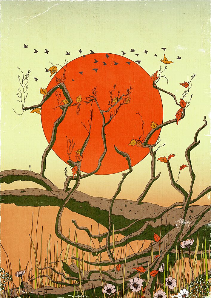 Autumn Sunset Birds art print by Nicholas for $57.95 CAD