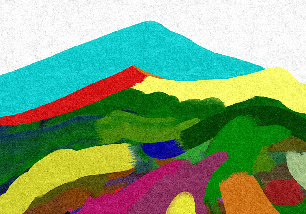 Colorful Abstract Mountains art print by Cesare Bellassai Art for $57.95 CAD
