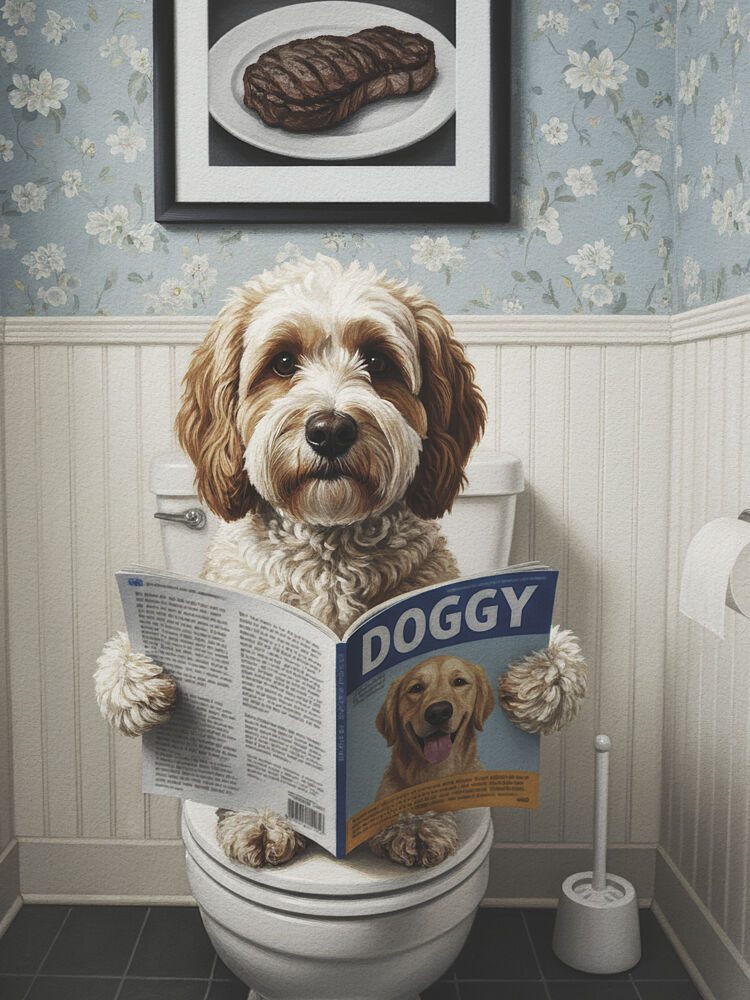 Dogs Bathroom Read art print by Andreas Magnusson for $57.95 CAD