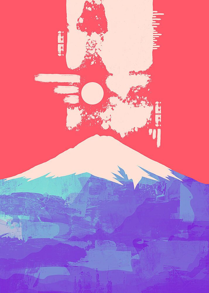 Mount Fuji Red Abstract art print by Stephen Wade for $57.95 CAD