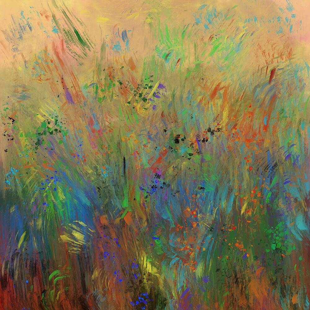 Colorful Meadow Abstract art print by Cesare Bellassai Art for $57.95 CAD