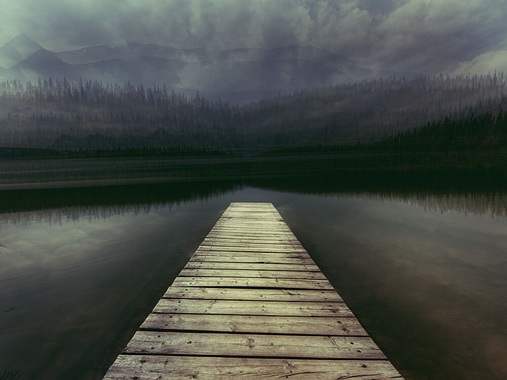 Misty Lake Dock art print by Stephen Duffin for $57.95 CAD