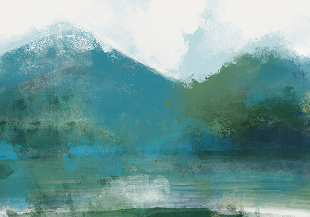 Abstract Mountain Lake art print by Cesare Bellassai Art for $57.95 CAD