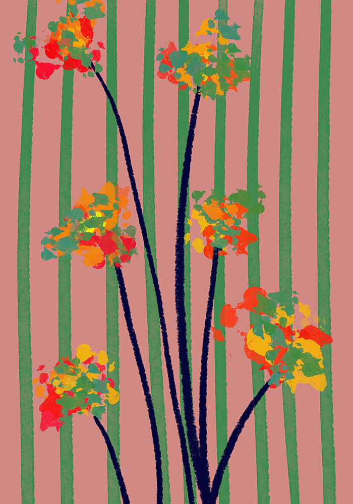Vibrant Striped Blooms art print by Cesare Bellassai Art for $57.95 CAD