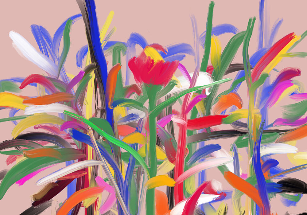 Vibrant Abstract Garden art print by Cesare Bellassai Art for $57.95 CAD
