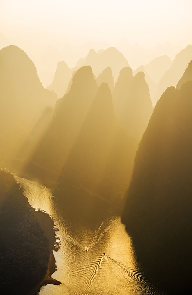 Golden Misty River Valley art print by Rae Zhang for $57.95 CAD