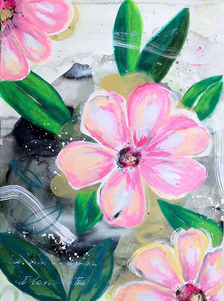 Vibrant Pink Blooms art print by Poovi Art for $57.95 CAD