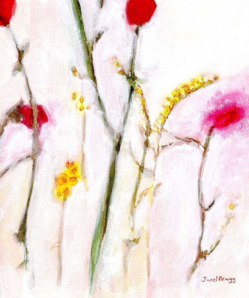 Soft Red Yellow Blooms art print by Janel Bragg for $57.95 CAD