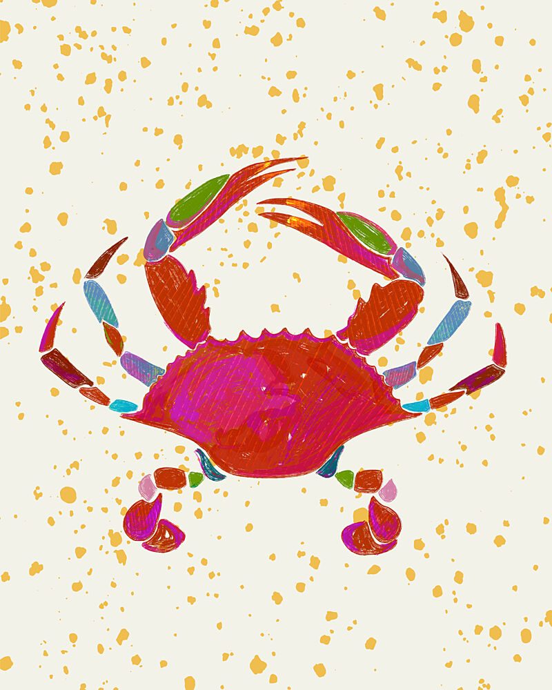 Colorful Splatter Crab art print by Uma Gokhale for $57.95 CAD