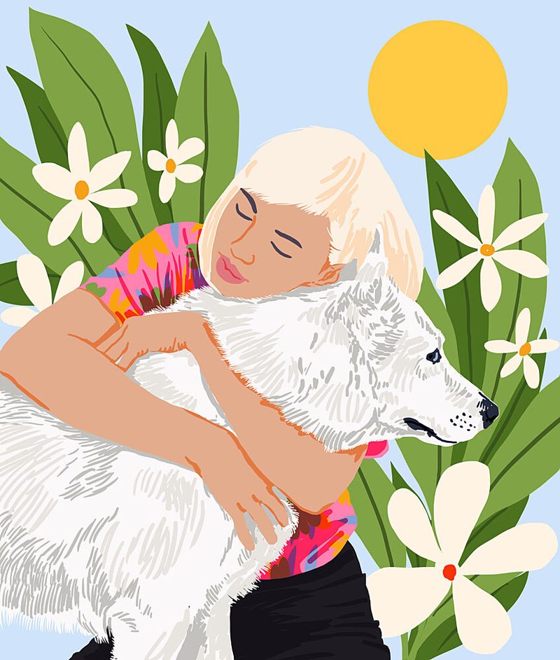 Summer Dog Embrace art print by Uma Gokhale for $57.95 CAD