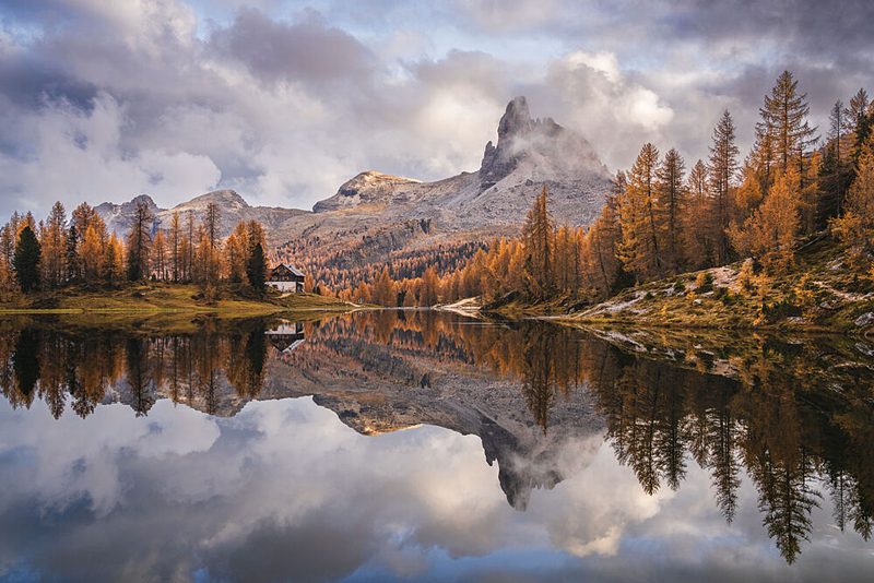 Majestic Autumn Mountain Lake art print by Andreea Selagea for $57.95 CAD