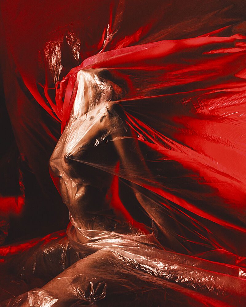 Red Wrapped Figure art print by Pintgraph for $57.95 CAD