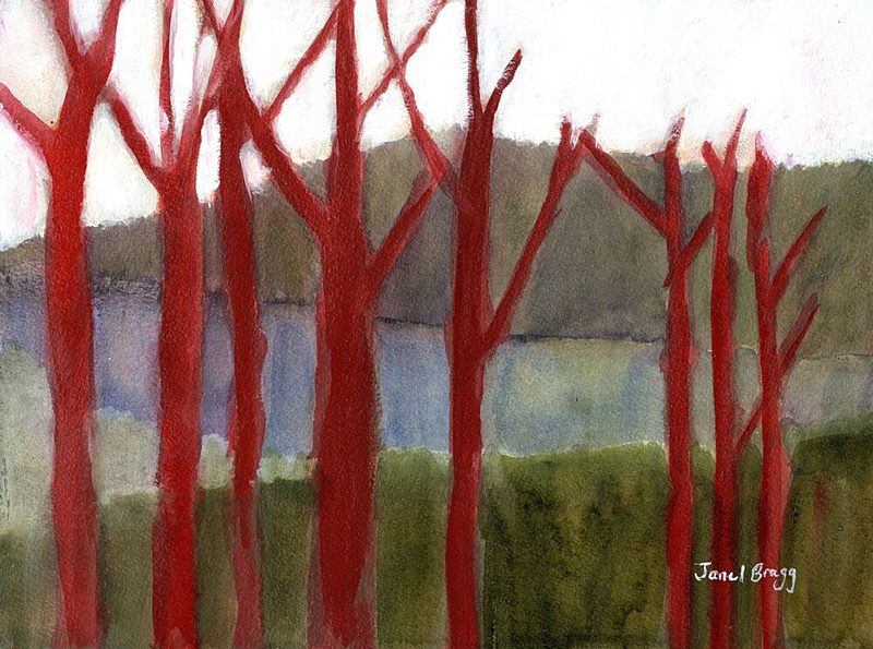 Vibrant Red Trees art print by Janel Bragg for $57.95 CAD