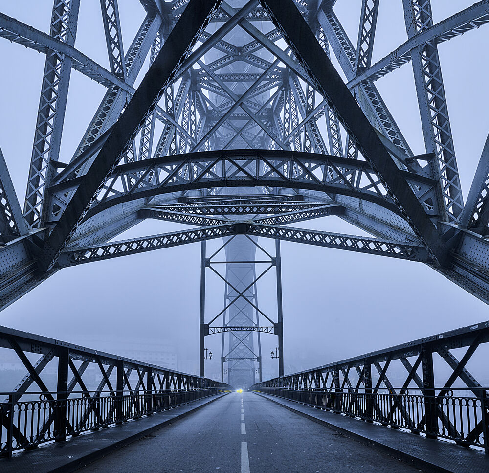 Misty Metal Bridge art print by Boris Bekelman for $57.95 CAD
