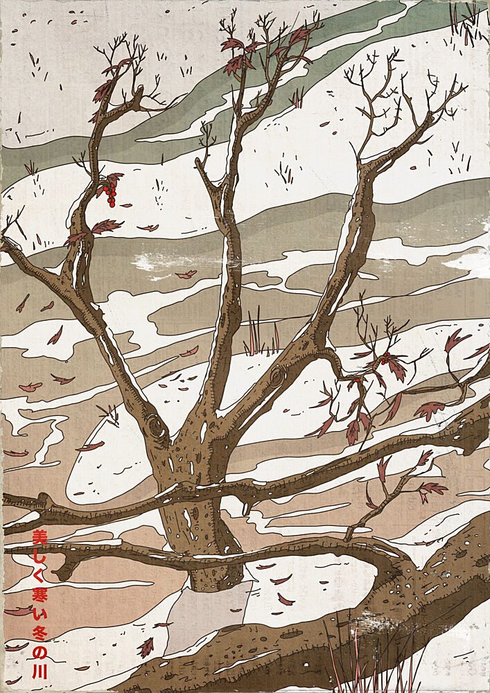 Winter River Bare Trees art print by Nicholas for $57.95 CAD
