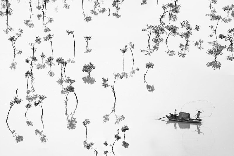 Fishing Boat Reflections art print by Songlin Xu for $57.95 CAD