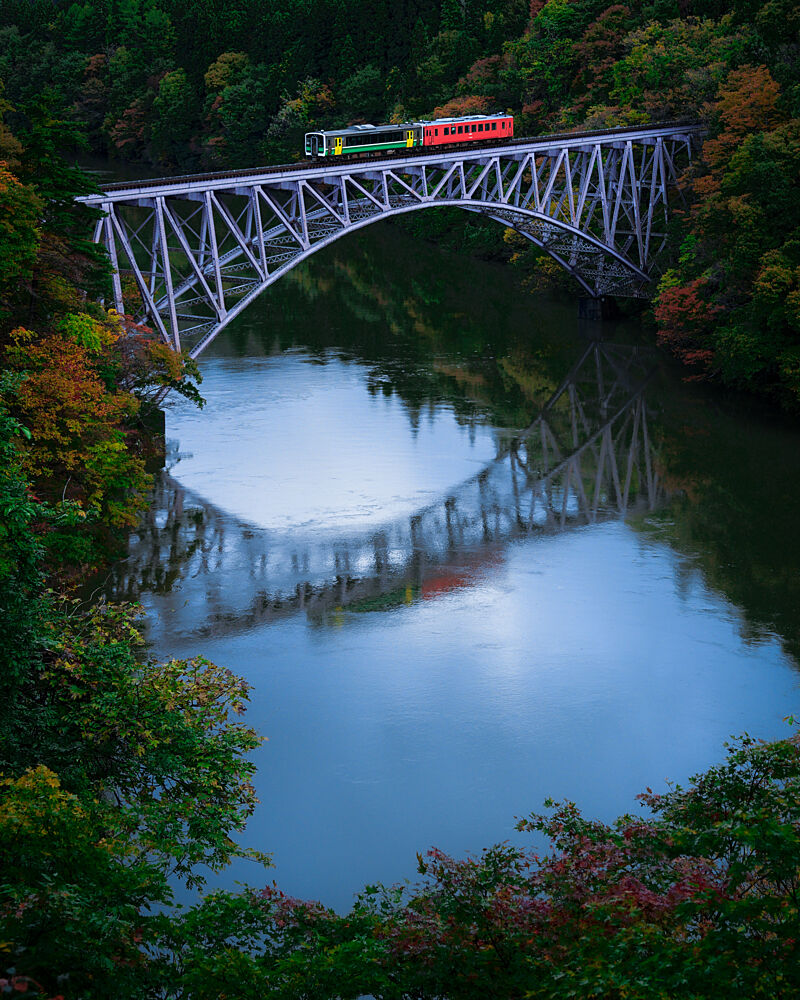 Autumn Train Bridge art print by Muneki for $57.95 CAD