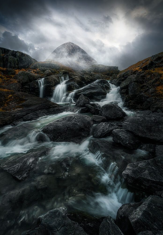Misty Mountain Waterfall art print by Ole Henrik Skjelstad for $57.95 CAD
