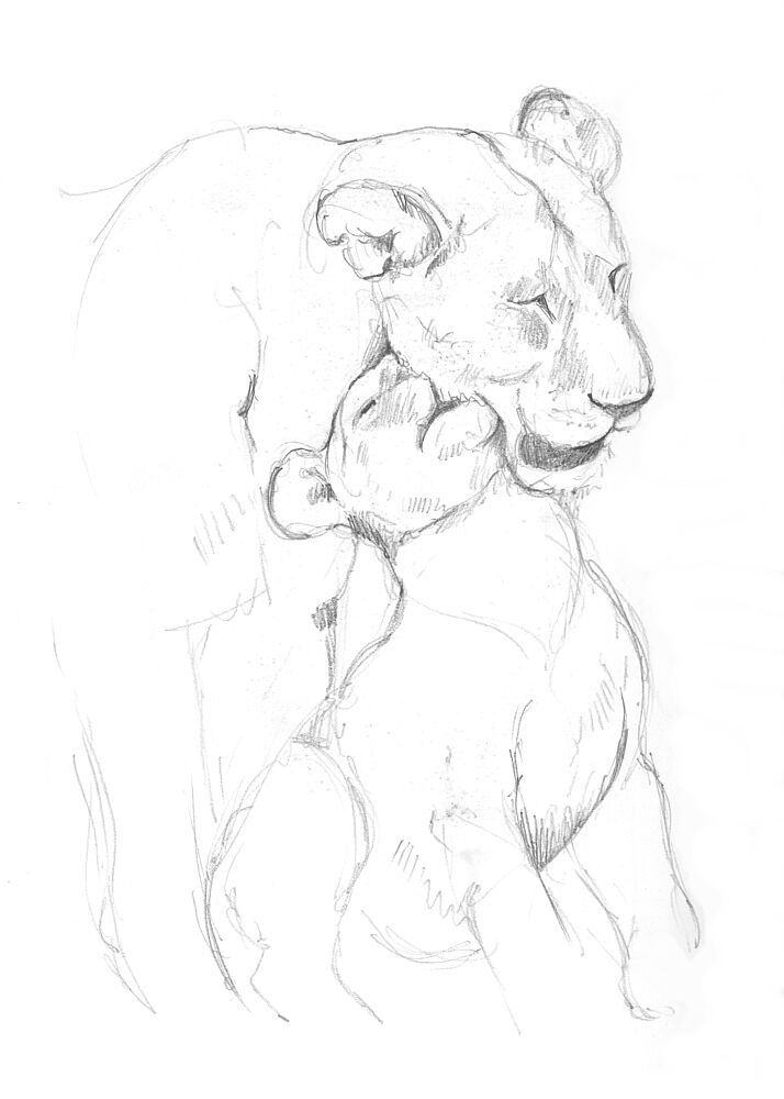 Lioness and Cub art print by Isabelle Brent for $57.95 CAD