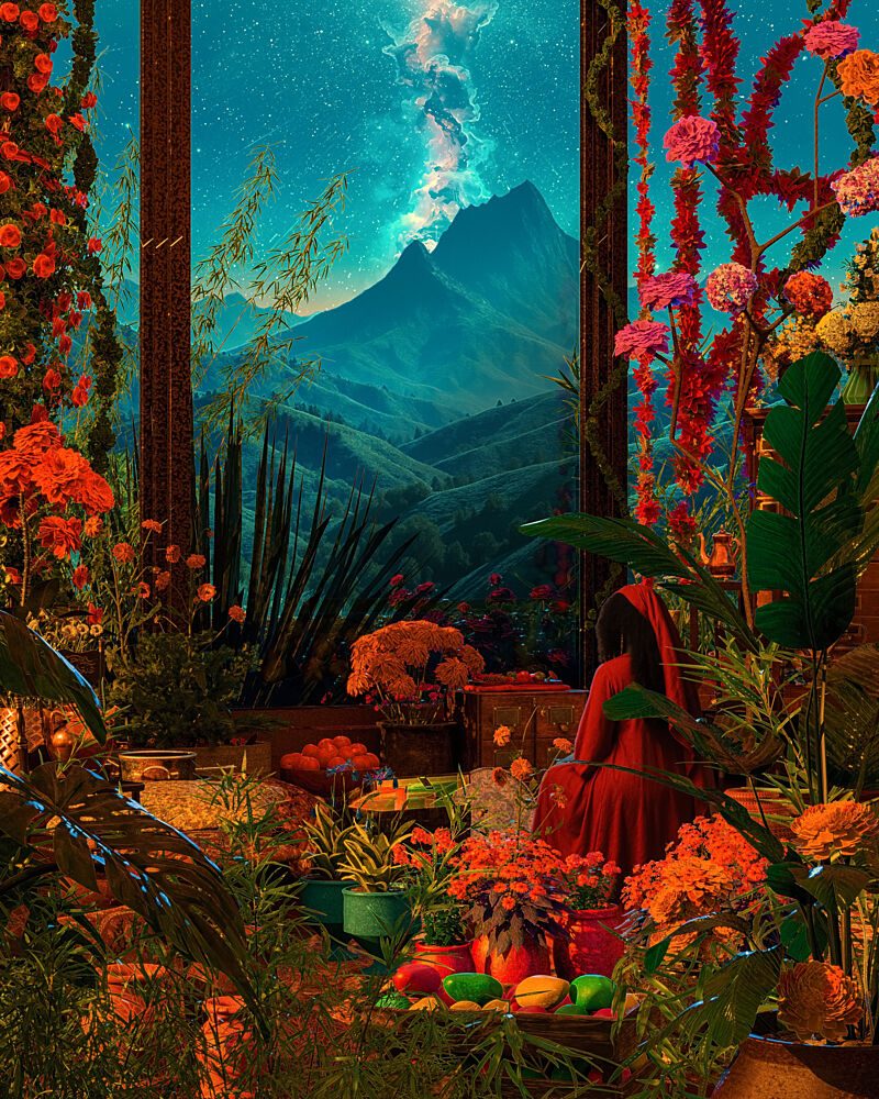Starry Mountain Garden art print by CosmoZach for $57.95 CAD