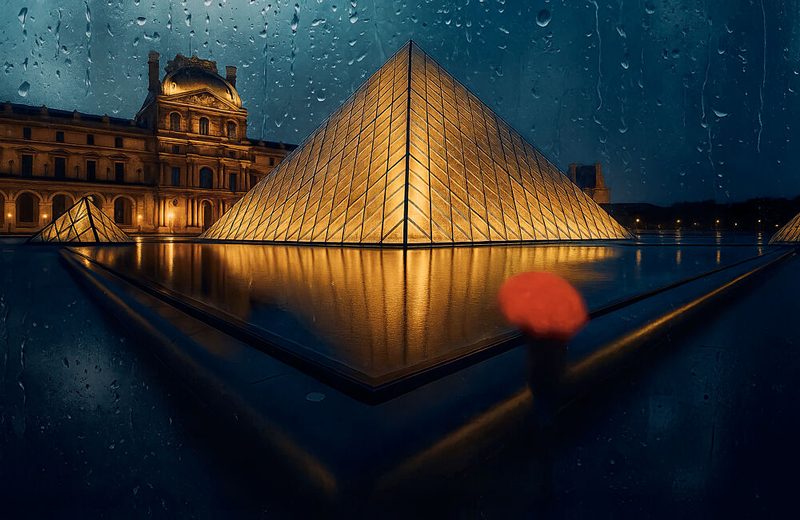 Golden Louvre Pyramid Rain art print by X-FlyingKN for $57.95 CAD