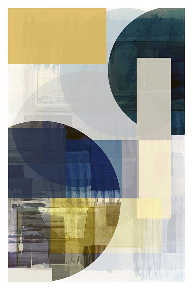 Geometric Blue Gold Abstract art print by Cartissi for $57.95 CAD