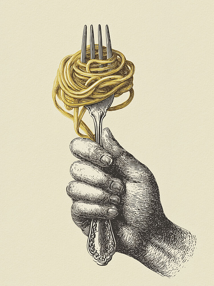 Hand Holding Spaghetti Fork art print by Andreas Magnusson for $57.95 CAD