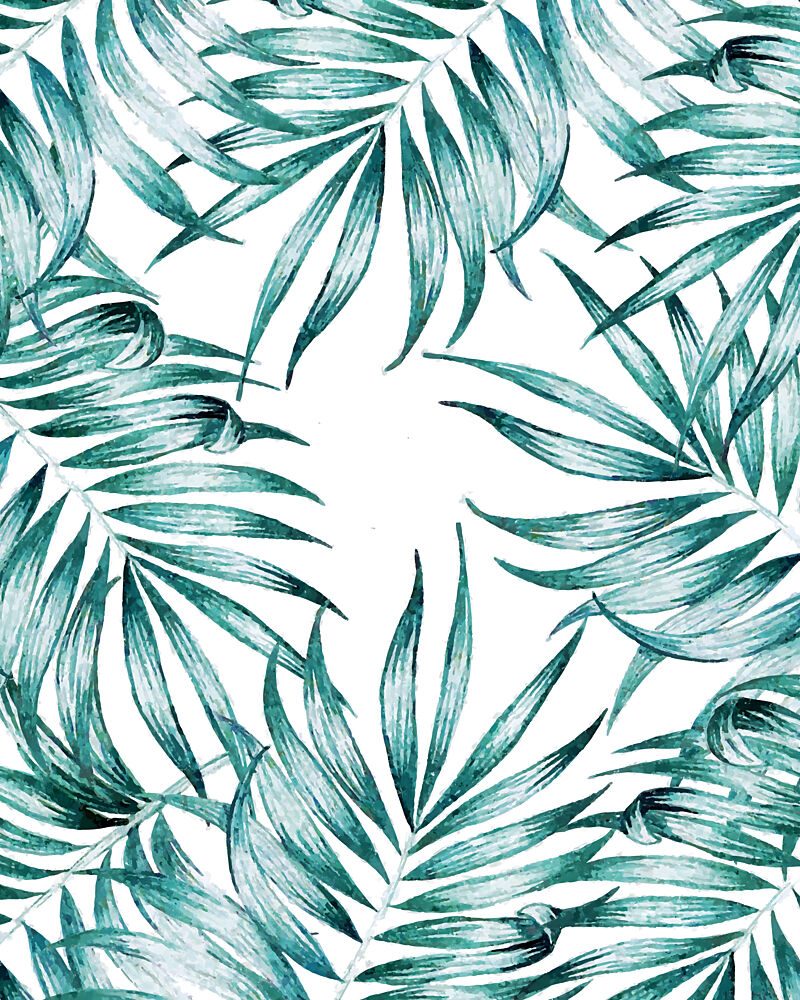 Teal Tropical Leaves art print by Uma Gokhale for $57.95 CAD