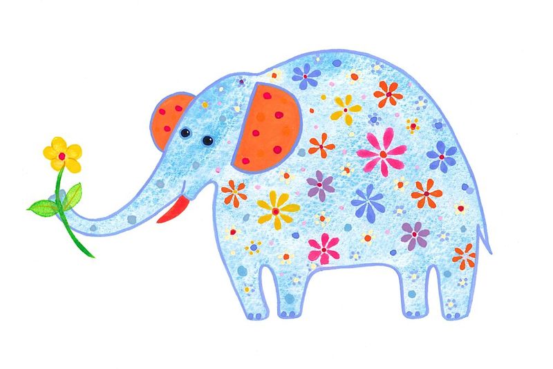 Flowered Elephant art print by Isabelle Brent for $57.95 CAD