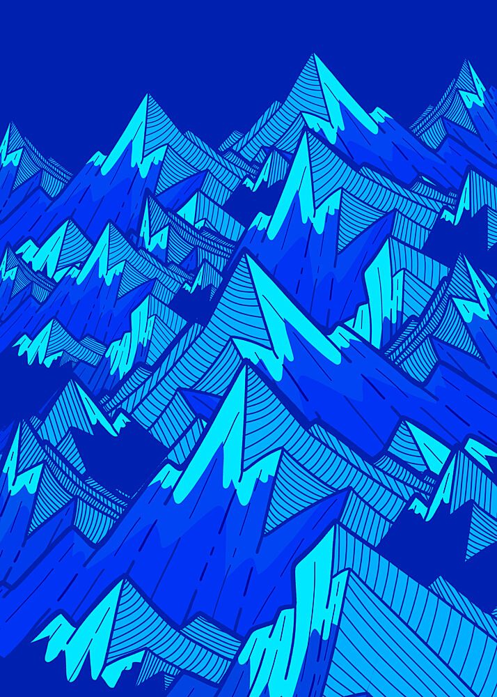 Blue Geometric Peaks art print by Stephen Wade for $57.95 CAD