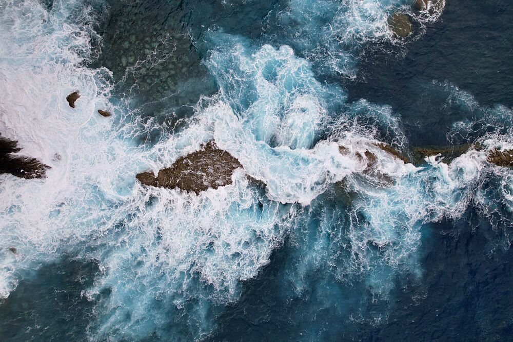 Blue Ocean Waves Crashing art print by Martin Blahak for $57.95 CAD