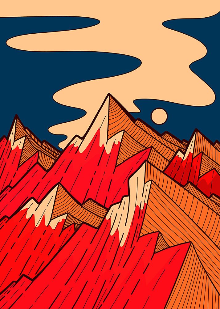 Crimson Mountain Peaks art print by Stephen Wade for $57.95 CAD