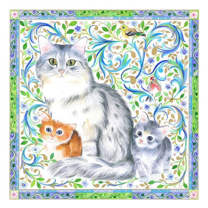 Fluffy Cat and Kittens art print by Isabelle Brent for $57.95 CAD