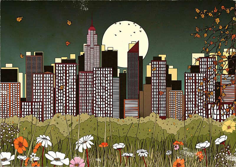 Moonlit City Garden art print by Nicholas for $57.95 CAD