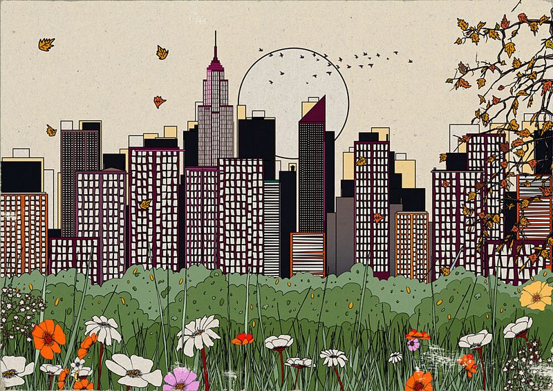 Autumn City Meadow art print by Nicholas for $57.95 CAD