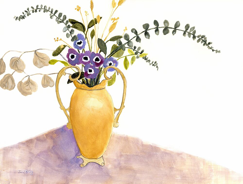 Golden Vase Purple Flowers art print by Janel Bragg for $57.95 CAD